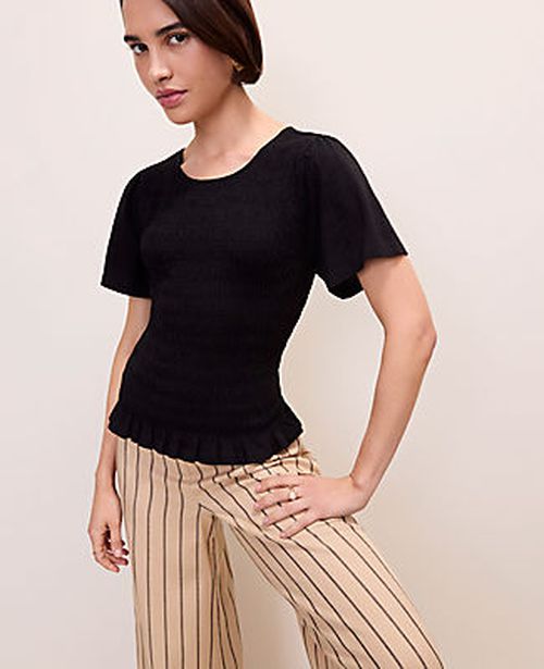 Ann Taylor Smocked Ruffle Top