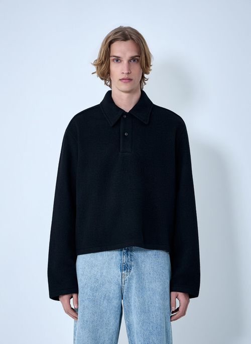 Wool Blend Polo Sweater