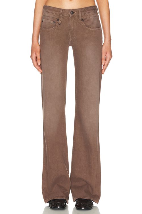 R13 Boy Flare in Clean Umber Stretch - Brown.  30 also in 24, 25, 26