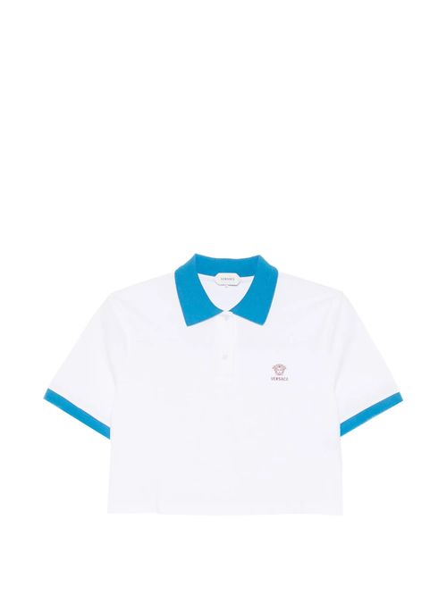 Elegant Pique Polo Shirt with Embroidered Logo for Women