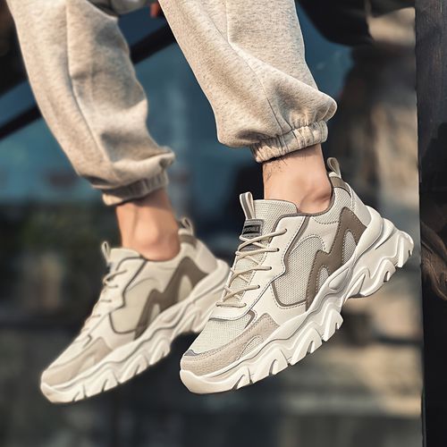 TEMU Men's Casual Athletic Sneakers - Breathable Mesh & Pu Upper, Thick Eva Sole, Lace- For Outdoor Activities, Running, And Casual Attire, Everyday