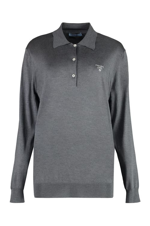 Long Sleeve Knit Polo Shirt