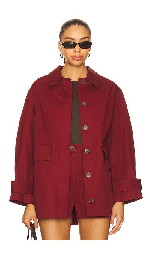 MATTHEW BRUCH Cargo Barn Jacket in Burgundy Cotton Twill.  S also in