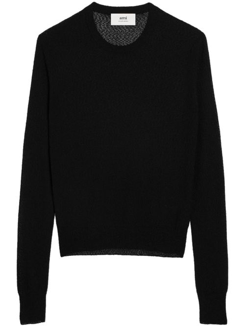 Crew-neck bouclé jumper - Black