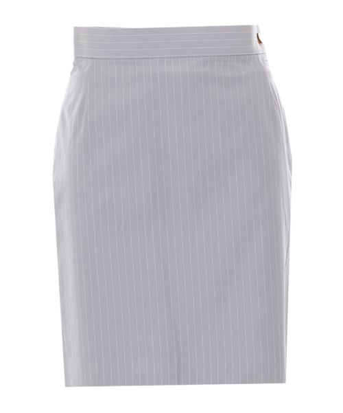 Buttoned Pinstriped Mini Skirt