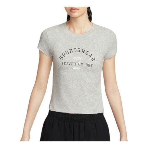 (WMNS) Sportswear Phoenix Slim Short Sleeve T-Shirt 'Grey Heather'