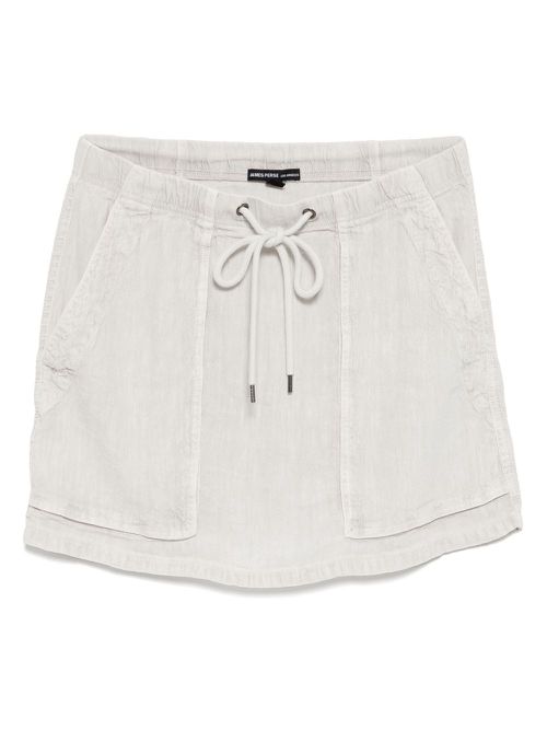 Linen blend utility skirt - White