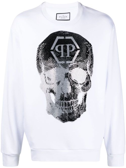 Skull logo-print crew-neck sweatshirt - White