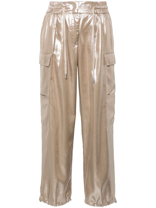 Metallic straight-leg cargo pants - Neutrals