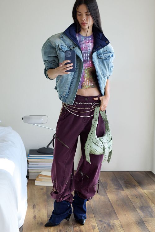 Tie-dye trousers with zipper