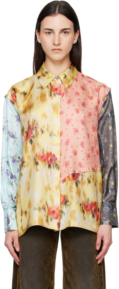 Multicolor Multi Printed Silk Shirt