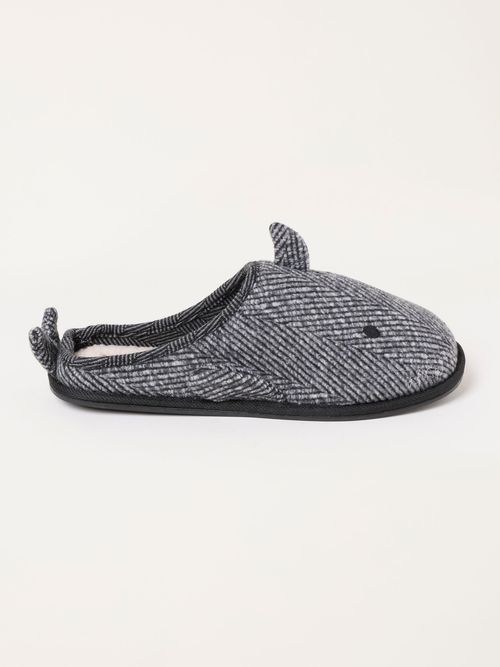 FatFace Grey Simon Shark Novelty Mule Slipper