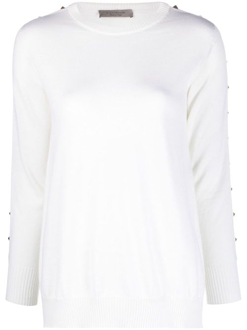 Stud-embellished wool jumper - White