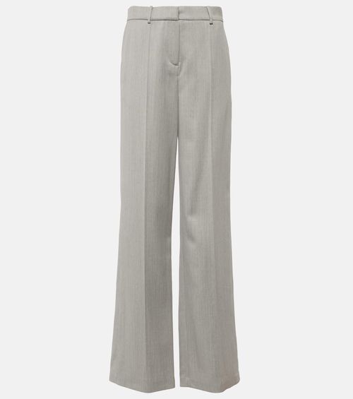 Mid-rise wool straight pants