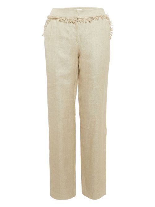 Fringe-detailed trousers - Neutrals