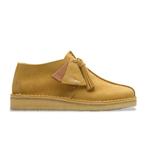 Clarks for woman. 26181142 Desert Trek yellow leather shoes (36), Flat, Suede, Laces, Casual