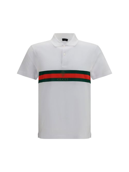 Web-Striped Cotton Jersey Polo Shirt — White