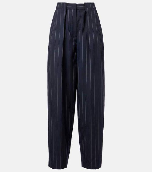 Pinstripe wool tapered pants
