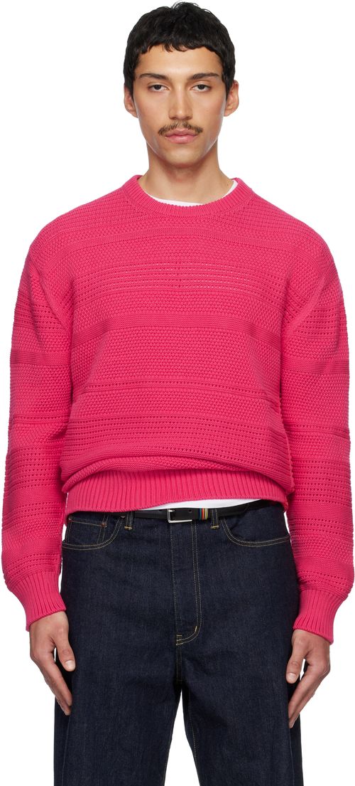 Pink Textured Cotton Sweater