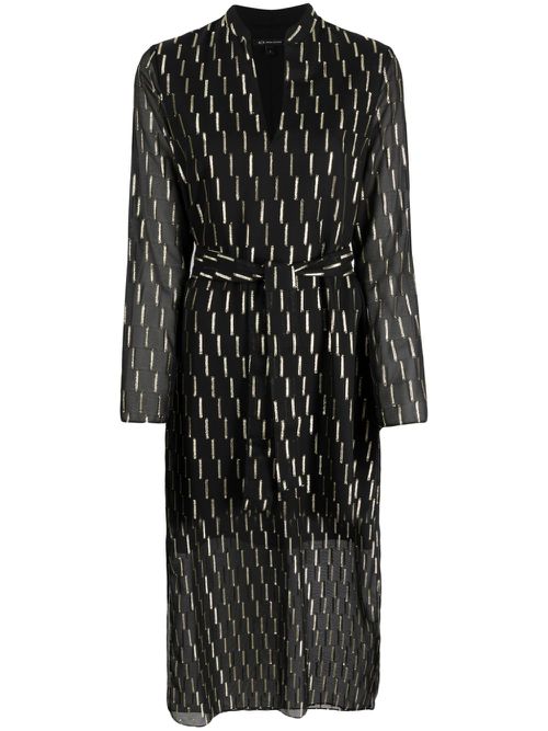 Geometric-pattern print metallic-finish dress - Black