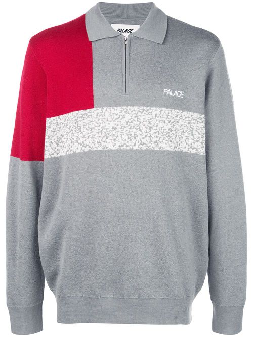 Colour-block zipped jumper - Grey