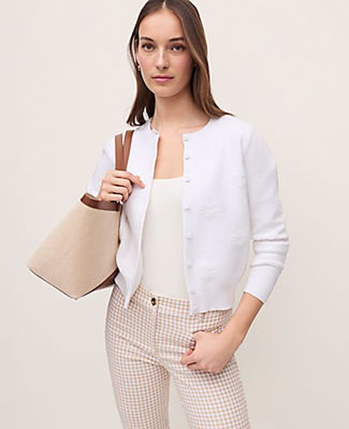 Ann Taylor Floral Jacquard Ann Cardigan
