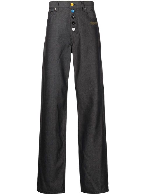 Slogan-print denim jeans - Black