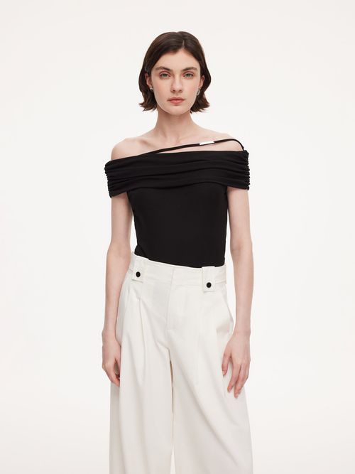 [Preview] Lyocell Blend Off Shoulder Women Knit Top