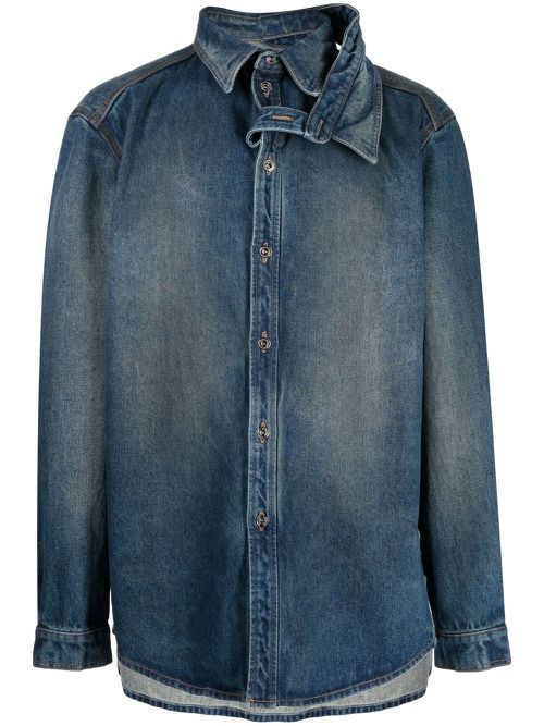 Double-collar denim shirt - Blue