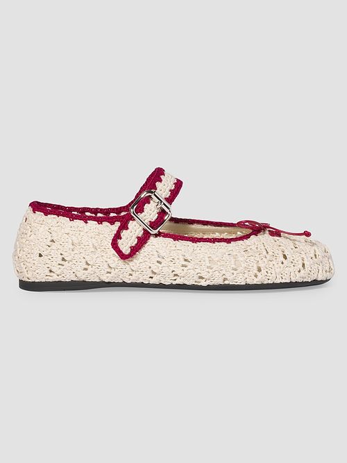 Women's Crochet Ballerinas - Beige Khaki