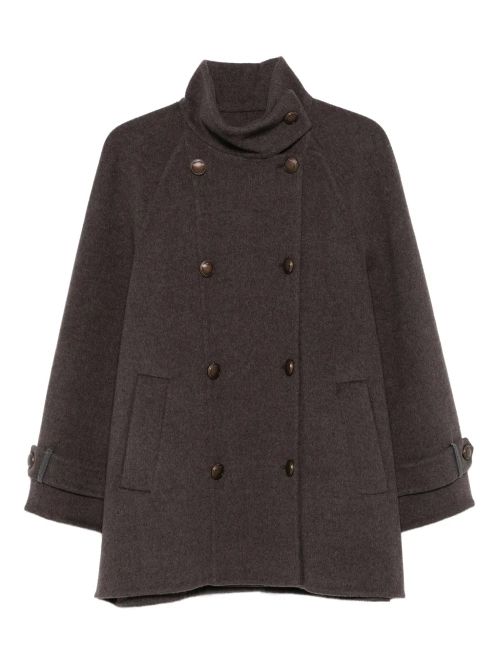 Double-Breasted Wool-Cashmere Coat — charcoal