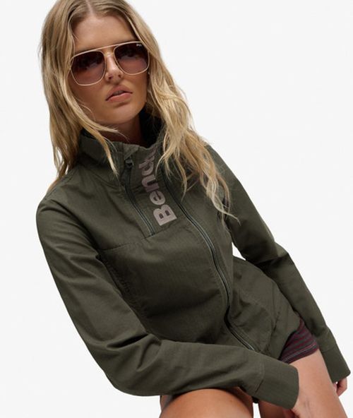 Superdry Women's Bench Double Zip Funnel Ripstop Jacket Green