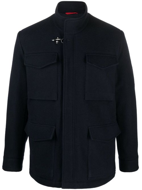 Field drawstring-waist wool blend jacket - Blue