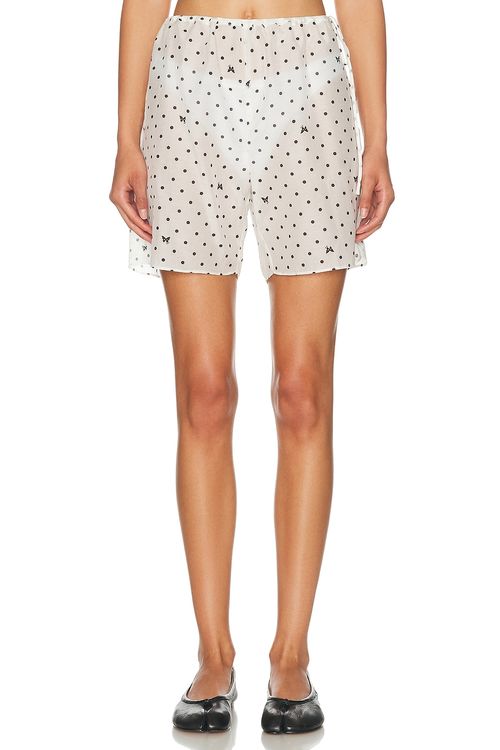 Kiki de Montparnasse Kiki Point Long Short in Ivory & Black - Ivory. M also in L