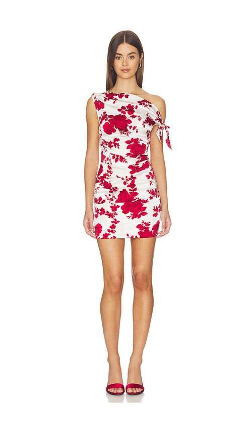 SWF Ruched One Shoulder Mini Dress in Red. - L also in M, S