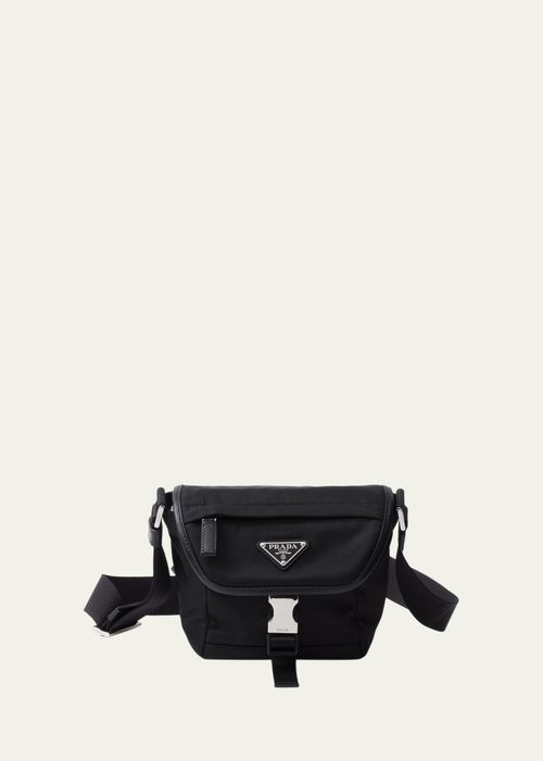 Men's Re-Nylon and Saffiano Leather Shoulder Bag