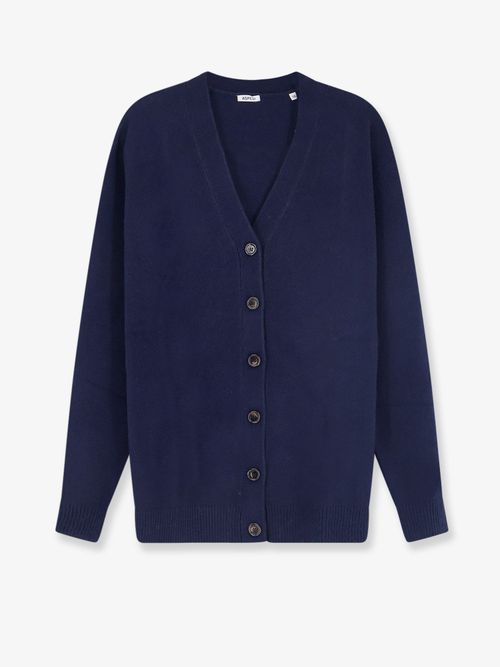Wool-Cashmere V-Neck Cardigan — Blue