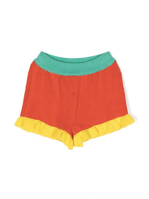 Colour-block cotton shorts - Red