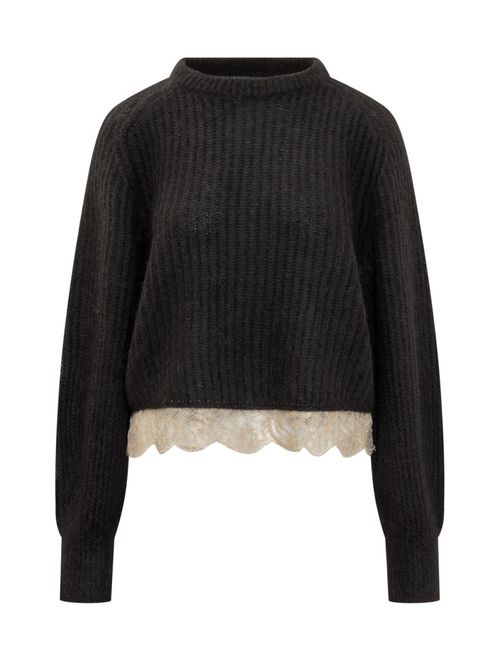 Black Knitted Crew Neck Sweater