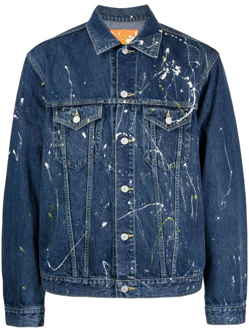 Paint-splatter denim jacket - Blue