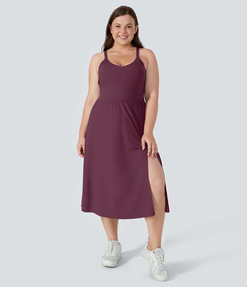 Everyday Plus Size Midi Chill Dress-La Land Workout Dress - Fig