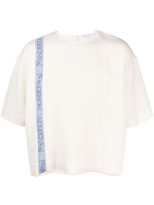 Logo-stripe cotton-blend T-shirt - Neutrals