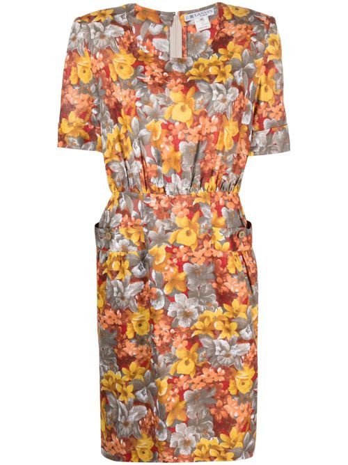 1980s floral-print midi dress - Red