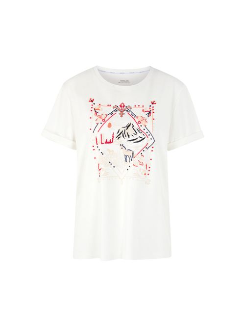 Marc Cain T-shirt with motif print, white, 34 N