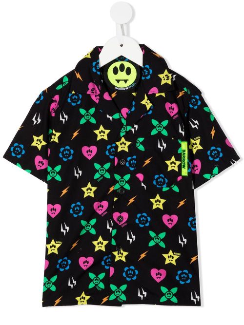 Monogram-pattern polo shirt - Black