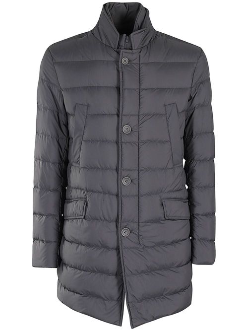 Logo-plaque padded coat - Grey