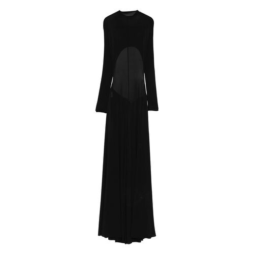 ALAIA HNK LS PLEAT SHEER MAXI DRESS BLACK