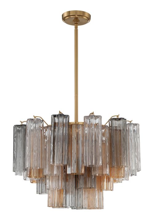 Aged Brass Nine Light Chandelier from the Addis Collection