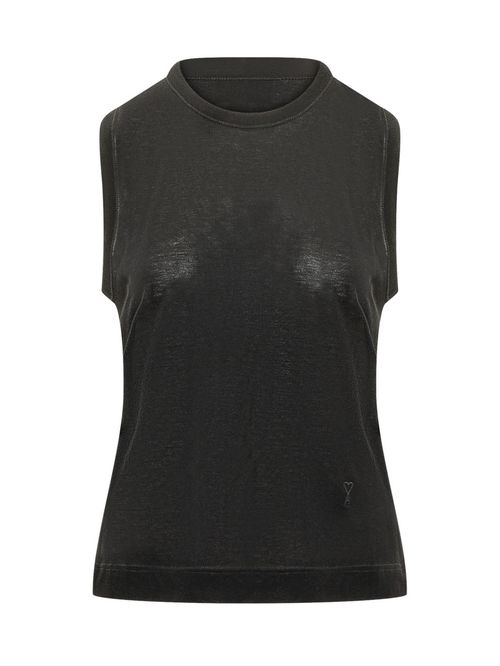 Black Solid Crew Neck Top