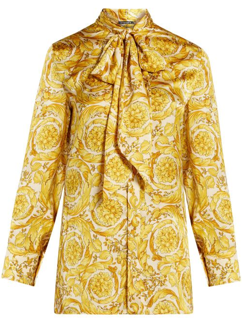 Barocco-print silk shirt - Yellow